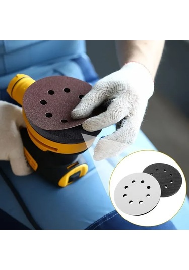 Kangvka Yumuşak Süngerli Zımpara Pedi - 125mm Şok Emici Taban, 8 Delikli Pratik Tasarım