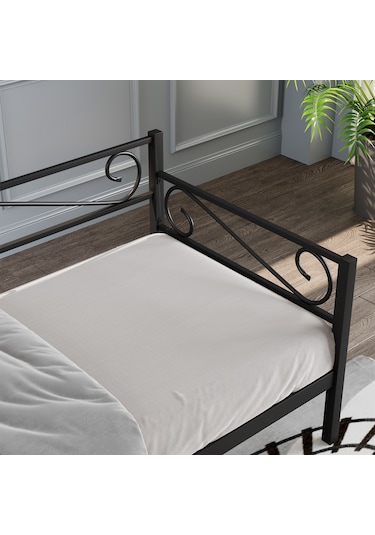 Luna Daybed Metal Karyola Siyah Ölçü Seçenekli Tek Kişilik