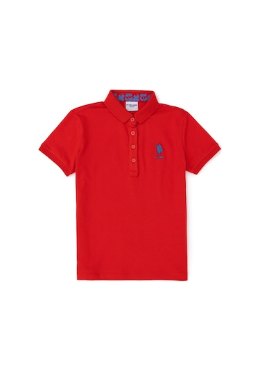 U.S. Polo Assn. Kız Çocuk Kırmızı Polo Yaka Basic Tişört 50283286-VR030