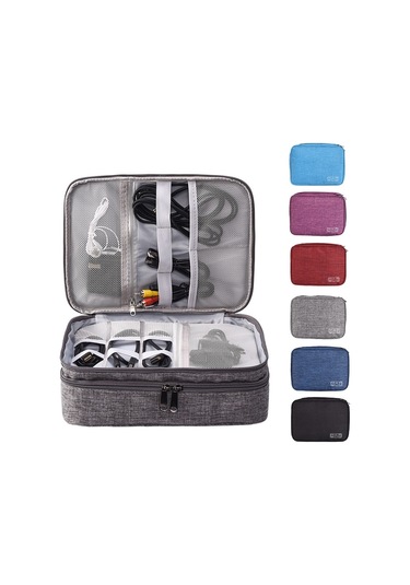 Sones 5 İnç Çok İşlevli Elektronik Dijital Kulaklık Güç Kablosu Saklama Çantası Lake Blue