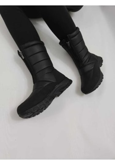 Bayan Siyah Kar Botu Önden Fermuarlı Khıones Siyah