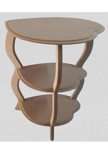 Hobi Adn Dekoratif Kalplı Fiskos Sehpa Ahşap Mdf Ham Cnc Kesim 3 Raf El Yapım