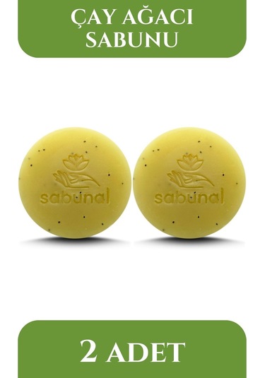 Sabunal Çay Ağacı Sabunu 2 Adet - Akne ve Leke Karşıtı Cilt Görünümü Düzenleyici Doğal Sabun