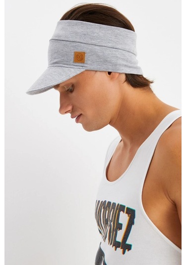 Erkek Uv Koruyuculu %100 Pamuklu Penye Tenis Golf Stil Vizör Şapka Siperlik - Tek Ebat / Açık Gri Açık Gri