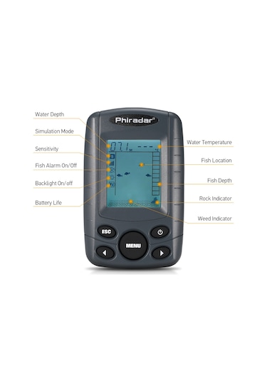 Taşınabilir 2.4 İnç Lcd Balık Bulucu 240ft Derinlik Aralığı Balıkçılık Bulucu Kablolu Sonar Sensör Dönüştürücü İle