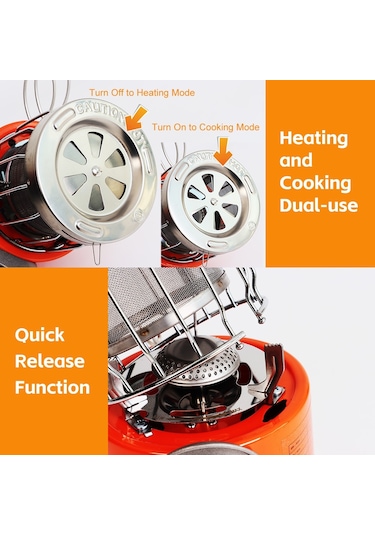 Apg Taşınabilir 2000 W Gaz Isıtıcı Açık Kamp Sobası Isıtma Turuncu