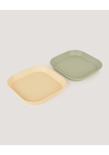 Kare Bebek Mama Tabağı 2'li Sage Green - Vanillia