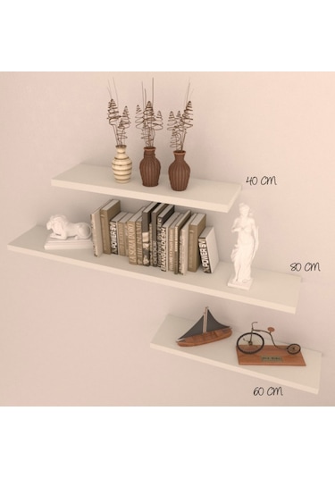 Rafkestir 3 Lü Raf Set ( 80 - 60 - 40 ) Antrasit ( Mat )