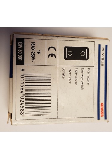 Gw 30 001 Anahtar 1M 1P One-Way Switch 16A Gewiss Pluybus Kutulu