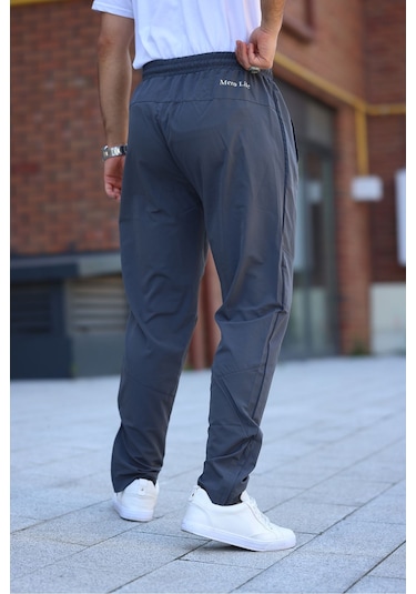 Erkek Gri Eşofman Altı Fermuarlı Paça Kaliteli Paraşüt Kumaş Gri