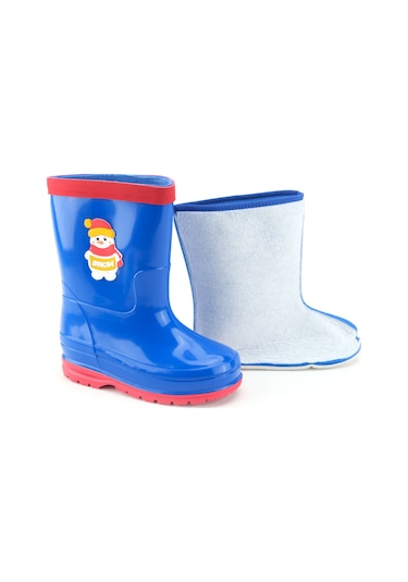 Gezer Erkek Çocuk Kışlık İçinde Çıkarılabilir Ek Çoraplı Su Geçirmez Yağmur Bot Çizme Saks Mavi