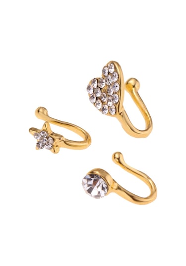 Homyl 3 Adet Charm Kadın Çiçek Pentagram Kristal Metal Altın