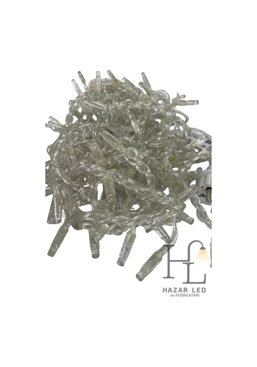 2.5 M Flaşlı 152 Ledli 24 Saçaklı Eklenebilir Ip65 Dış Mekan Şeffaf Kablolu Dekoratif Led Işık Gün Işığı Beyaz