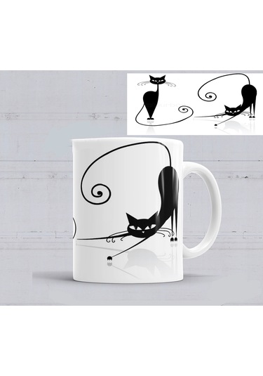 Kara Kediler Cats Kupa Bardak Porselen Karışık