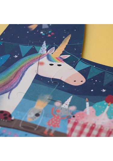 Londji Happy Birthday Unicorn Çift Taraflı Puzzle Canlı Renkler