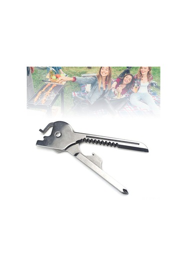 Tenfowee Stainless Çelik Çok İşlevli Katlanabilir Aleti - 6 Fonksiyonlu Somun İmhaçı, Bıçak, Çakmak - Dış Mekan Ve Ev Kullanıma Uygun