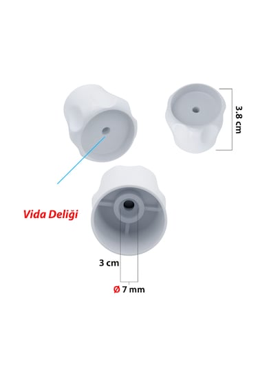 Vidalı 7 Mm - 5 Adet Radyatör Vanası Başlığı - Geniş Tip Petek Va