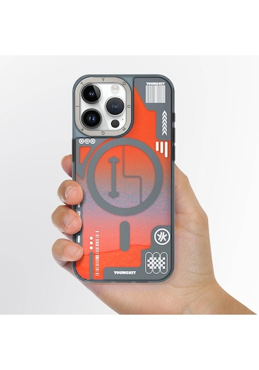 İphone 15 Pro Uyumlu Kılıf Sıvı Akışkanlı Magsafe Şarj Özellikli Youngkit Galaxy Serisi Kapak Mavi