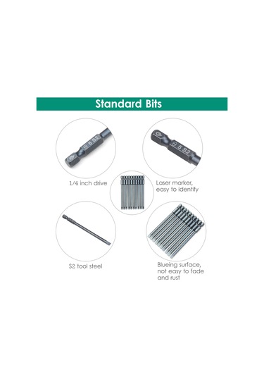 Neevoyu 10'lu Set S2 Çelik Manyetik Torna Ucu, Dayanıklı Darbeli, 10cm Uzunluk, Sl5, 1/4" Bağlantı, Yüksek Tork