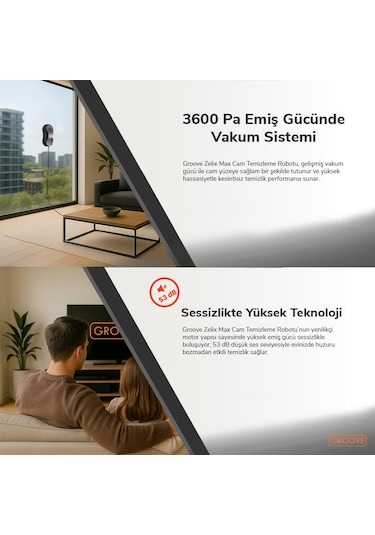 Groove Zelix Max Akıllı Sensörlü Cam Silme Robotu