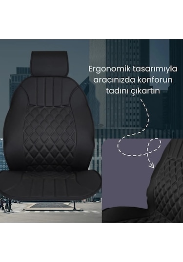 Audi Q3 İle Uyumlu Sport Oto Koltuk Minderi Ortopedik 2 Li Set Siyah