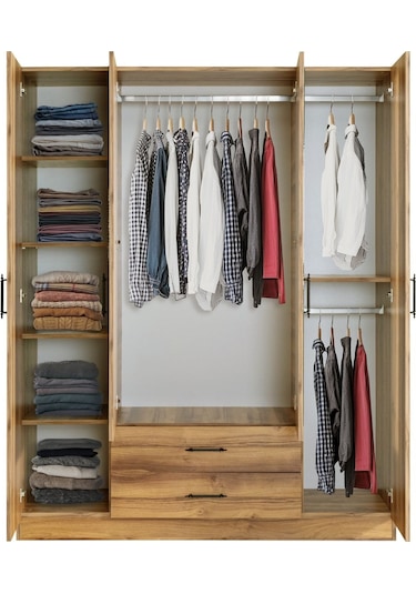 Gardırop, Blesk Atlas 4 Kapaklı, Aynalı Çekmeceli Dolap Çok Renkli