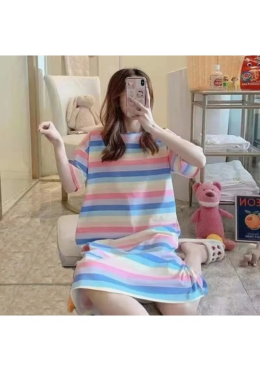 Snapbuy Kadın Kore Tarzı Yaz Pijama Seti - Rahat Ev Kıyafeti, Kısa Kollu Pijama Öğrenciler İçinerkek Mor