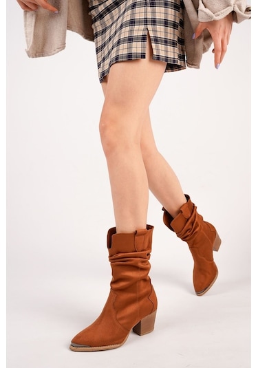 Gimer - Taba Süet Kovboy Çizme - Cng100702G Taba