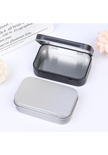 Hayatta Kalma Kiti Teneke Küçük Boş Metal Teneke Kapaklı Saklama Kutusu Kasa Düzenleyici Para Madeni Para Şeker Anahtar Siyah