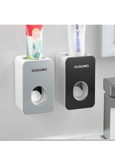 Otomatik Diş Macunu Duvar Asılı Delme Diş Macunu Diş Fırçası Rafı Diş Macunu Rafı Tembel Sıkma Eser Siyah