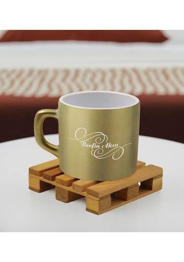 Bk Gift Kişiye Özel İsimli Gold Renkli Middle Çay & Kahve Fincanı-2, Arkadaşa Hediye, Sevgiliye Hediye, Doğum Günü Hediyesi Kobitmeyencom32501 Bk Gift