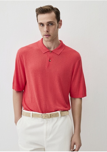 Mavi - Pembe Kısa Kollu Triko Polo 0710304-70967 Pembe