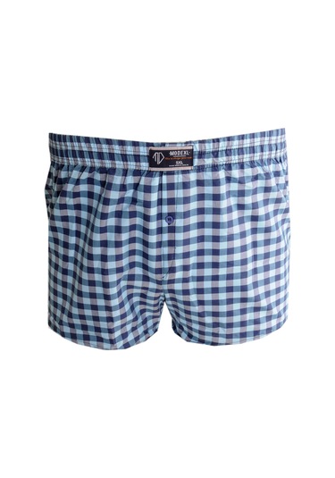 Mode Xl Büyük Beden Erkek Boxer Desenli Poplin 6348 Açık Lacivert 001