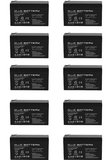 10 Adet Blue Battery 12v 7ah Bakımsız Kuru Akü 12 Volt 7 Amper Temmuz 2025 Üretim