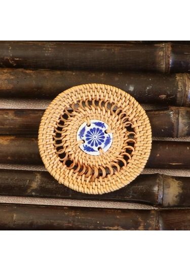 Suntek Tatil Yemeği Yemek Ev Için Yuvarlak Dokuma Servis 8cm Kahverengi