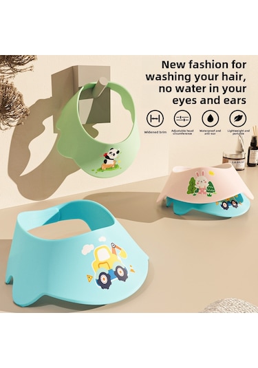 Kosona Küçük Çocuklar İçin Su Geçirmez Kulaak Ve Göz Korumalı Şampuan Şapka, Ayarlanabilir Boyutlu Banyo Aleti Pembe Tavşan