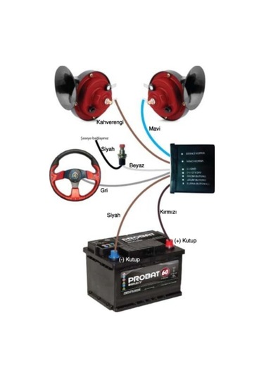 Nuri Alco Korna Modülü Butonlu Elektrikli +Salyongoz Korna N11.737