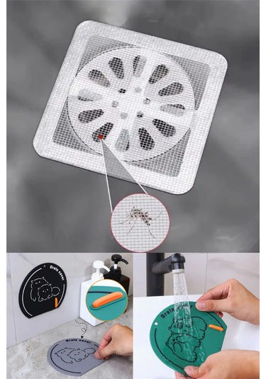 Gri Renk Gider Kötü Koku Önleyici Ve 10lu Yapışkanlı Gider Süzgeci