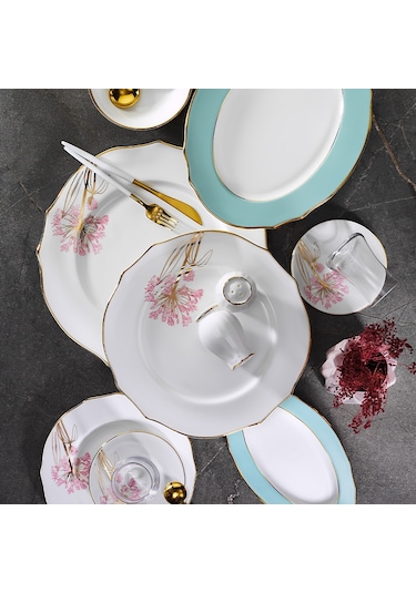 Evaliza Buket Yeşil 6 Kişilik 42 Parça Kahvaltı Takımı Çok Renkli