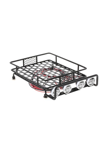 Yunboo 1/10 Rc Tırmanıcı Araçları İçin Aluminyum Çanta Taşıyıcı Ve 4 Beyaz Led Işık Barı - Axial Scx10, Traxxas Trx-4, D90 Uyumlu