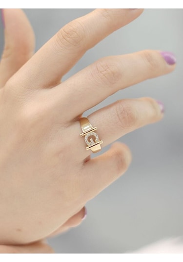 14 Ayar Altın Küçük G Harfli Yüzük