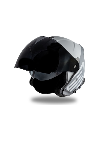 Palio 2.0 Scout Mat Titanyum-siyah Güneş Vizörlü Açık Kask C1 Siyah