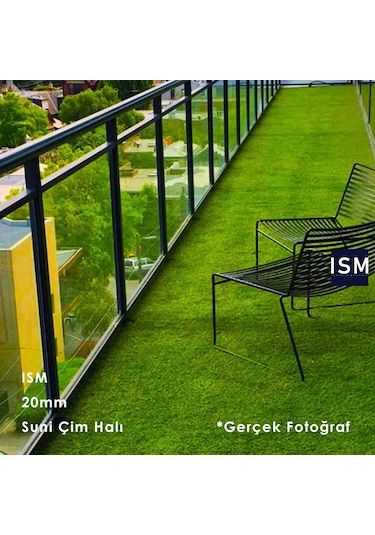 Ism - Suni Yapay Çim Balkon Halı Yüksek Doku Kalın - 20Mm - Yeşil