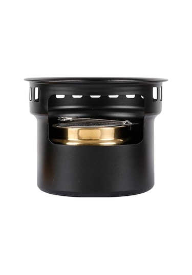 Taşınabilir Alüminyum Rüzgar Koruyucu Alkollü Ocak - Kamp & Seyahat İçin Siyah Siyah