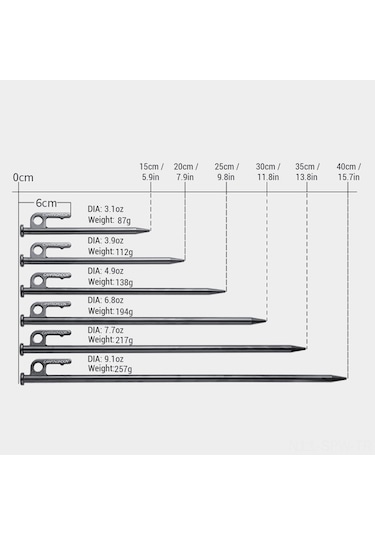 Maiyame Campıngmoon T Serisi 20cm Karbon Çelik Kamp Çadır İğnesi - Dayanıklı, Rust Önbelleli, Zor Topraklarda Kullanıma Uygun Çok Renkli