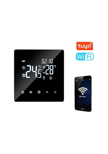 Geeksen K2mh16a Wifi Akıllı Elektronik Isıtıcı Termostati - 16a, 5-95 C, Dokunmatik Kontrol, Ev Ofis İçin