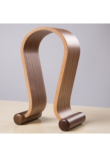 Teltree Kahverengi Ceviz Ahşap Kulaklık Tutucu - Omeğa Şekli, Oyun Ve Tüm Kulaklıklara Uygun, Ofis/ev Masaüstü Dekoratif Aracı