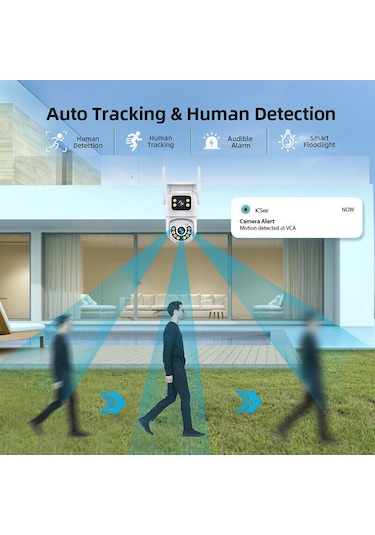 4mp+4mp Çift Lensli Wifi Ip Kamera Kablosuz Dış Mekan Ev Ptz Güvenlik Kamerası