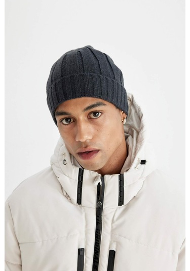 DeFacto Erkek Fitilli Basic Düz Örme Bere C7139AX24WNAR136