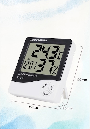 Dijital Oda Termometre Sıcaklık Ve Nem Ölçer Masa Saati Alarm Pil Dahil